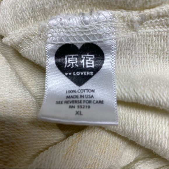 Harajuku Lovers Japanese Cream Short Sleeve Hoodie Tee Size XL Yum Yum - Picture 13 of 14